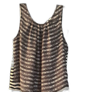 Elle White and Black Pleated Tank Top Size XL